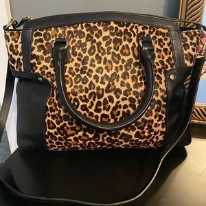 Talbots Black and Cheetah Fur Purse